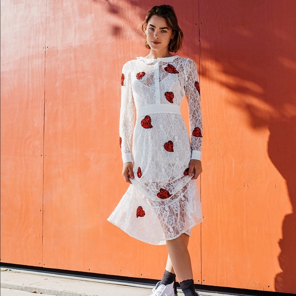 For Love And Lemons Dresses & Skirts - For Love & Lemons La Zosia Dress Lace Hearts XS S